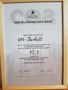 12 Tonnen CO2-Bindung 2019 durch Echtholzparkett